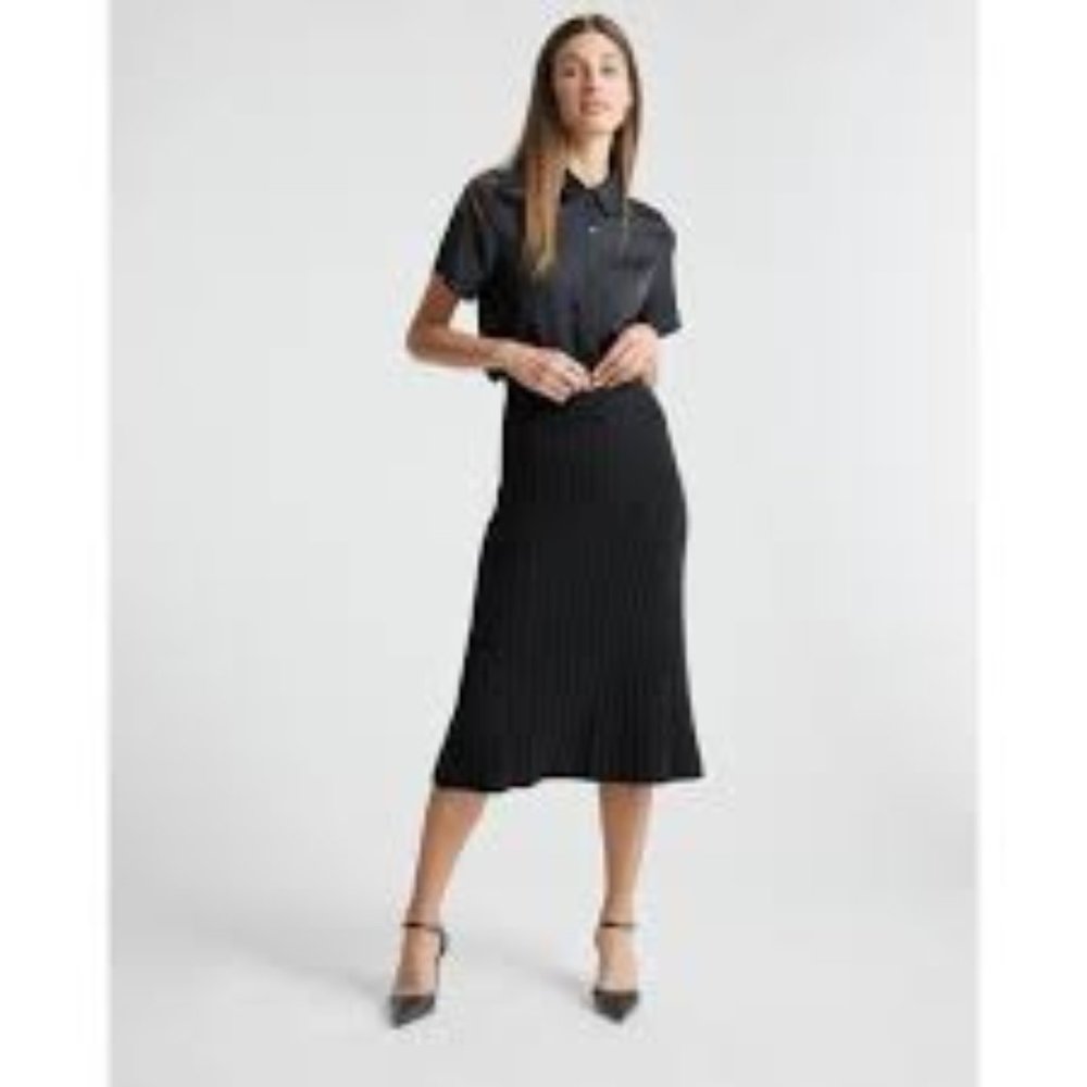 Quince Mongolian Cashmere Midi Skirt - Black/XS